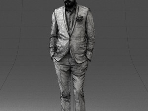 man in black suit with rose 0315 3d print ready 3D Принт Модель