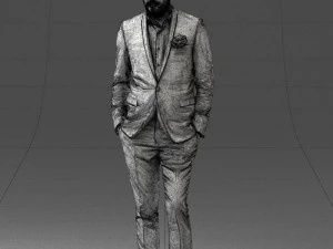 man in black suit with rose 0315 3d print ready 3D Print Model