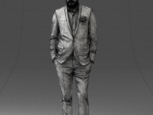 man in black suit with rose 0315 3d print ready 3D Принт Модель