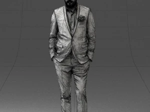 man in black suit with rose 0315 3d print ready 3D Print Model