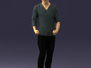 uomo in maglietta grigia 0335 Modello 3D
