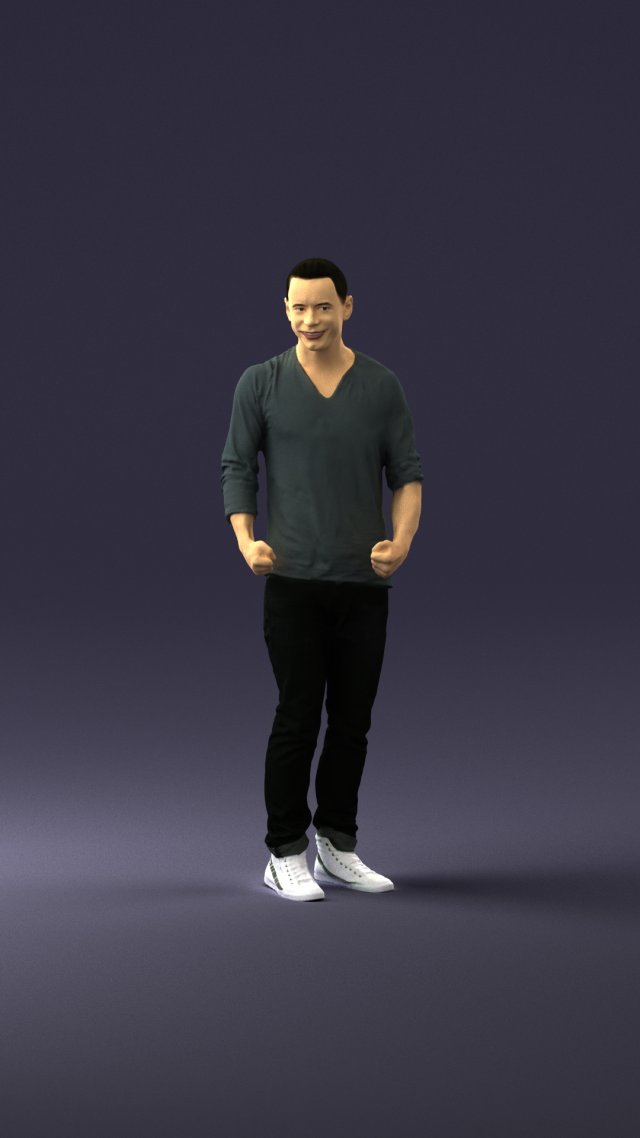 man in gray t-shirt 0335 3d print ready Modelo de Impressão 3D .c4d .max .obj .3ds .fbx .stl .blend 