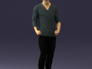 man in gray t-shirt 0335 3d print ready Modelo de Impressão 3D