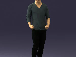 man in gray t-shirt 0335 3d print ready 3D Print Model