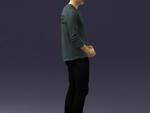 man in gray t-shirt 0335 3d print ready Modelo de Impressão 3D