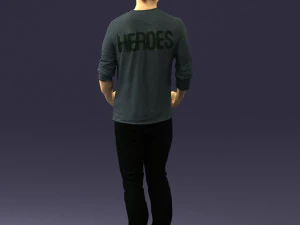 man in gray t-shirt 0335 3d print ready 3D Print Model