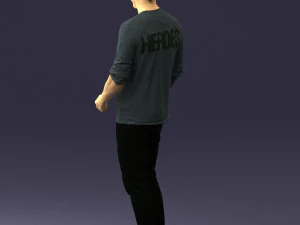 man in gray t-shirt 0335 3d print ready 3D Print Model