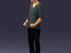 man in gray t-shirt 0335 3d print ready 3D Print Model