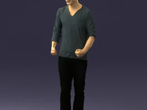 man in gray t-shirt 0335 3d print ready 3D Print Model