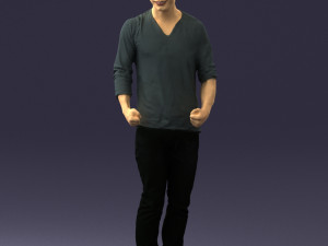 man in gray t-shirt 0335 3d print ready Modelo de Impressão 3D