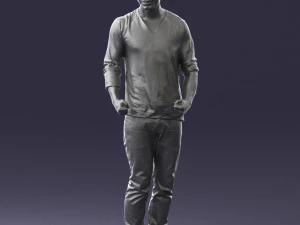 man in gray t-shirt 0335 3d print ready 3D Print Model
