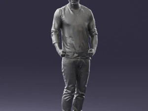 man in gray t-shirt 0335 3d print ready 3D Print Model