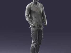 man in gray t-shirt 0335 3d print ready 3D Print Model