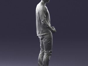 man in gray t-shirt 0335 3d print ready Modelo de Impressão 3D