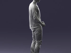 man in gray t-shirt 0335 3d print ready 3D Print Model