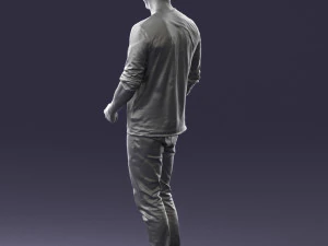 man in gray t-shirt 0335 3d print ready 3D Print Model
