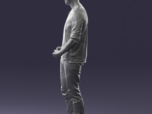 man in gray t-shirt 0335 3d print ready Modelo de Impressão 3D