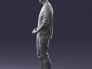 man in gray t-shirt 0335 3d print ready 3D Print Model