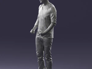 man in gray t-shirt 0335 3d print ready 3D Print Model