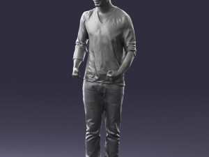 man in gray t-shirt 0335 3d print ready Modelo de Impressão 3D
