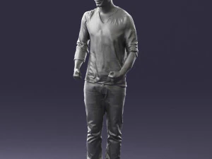 man in gray t-shirt 0335 3d print ready 3D Print Model