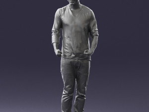 man in gray t-shirt 0335 3d print ready Modelo de Impressão 3D