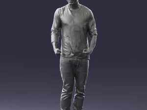 man in gray t-shirt 0335 3d print ready 3D Print Model