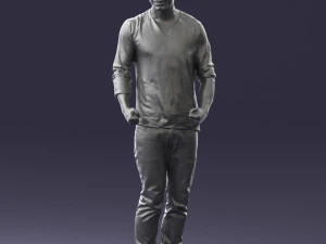 man in gray t-shirt 0335 3d print ready 3D Print Model