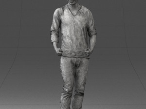 man in gray t-shirt 0335 3d print ready Modelo de Impressão 3D