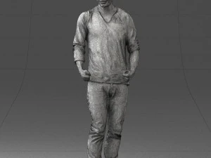 man in gray t-shirt 0335 3d print ready 3D Print Model