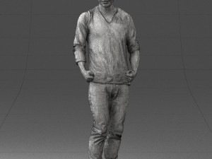man in gray t-shirt 0335 3d print ready Modelo de Impressão 3D