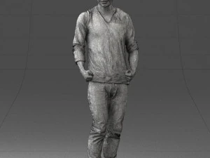man in gray t-shirt 0335 3d print ready 3D Print Model