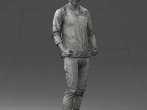 man in gray t-shirt 0335 3d print ready 3D Print Model
