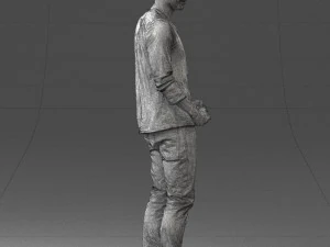 man in gray t-shirt 0335 3d print ready 3D Print Model