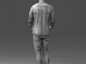man in gray t-shirt 0335 3d print ready 3D Print Model