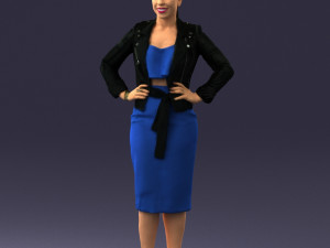 woman in blue dress 0338 Modello 3D