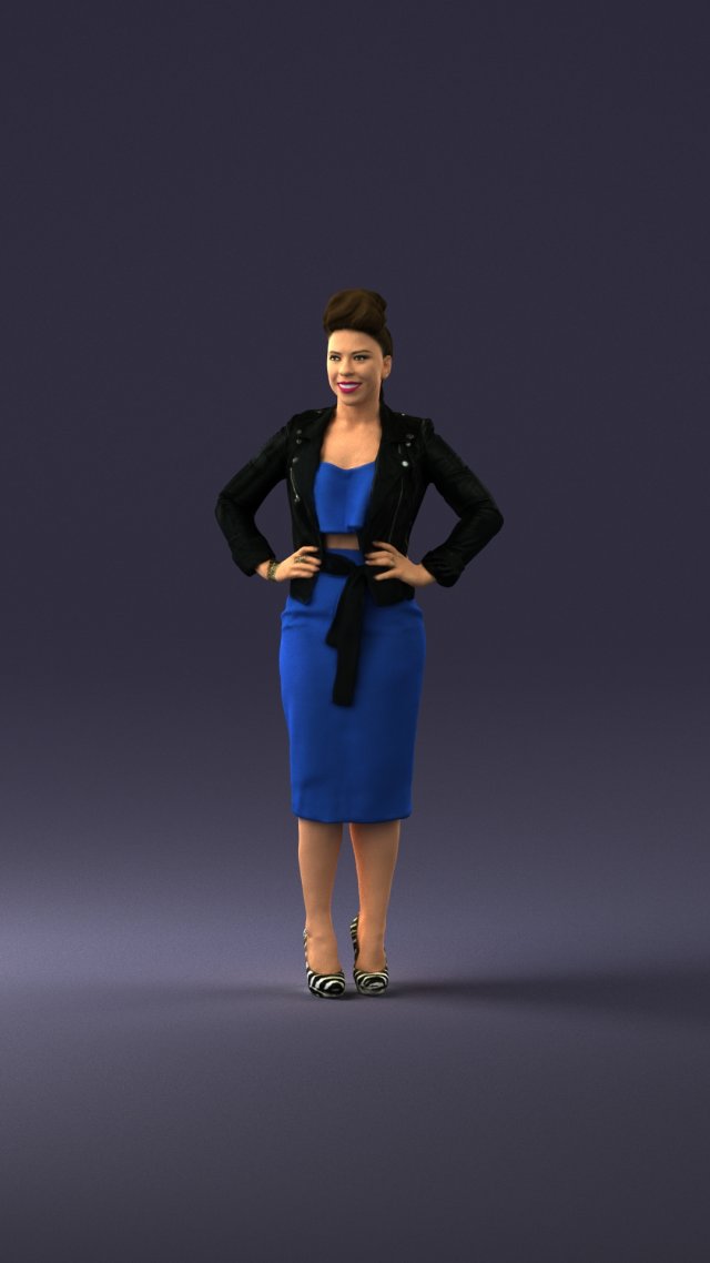 woman in blue dress 3d print ready Modelo de impresión 3D .c4d .max .obj .3ds .fbx .stl .blend 