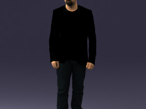 man in black jacket 0339 Modèle 3D