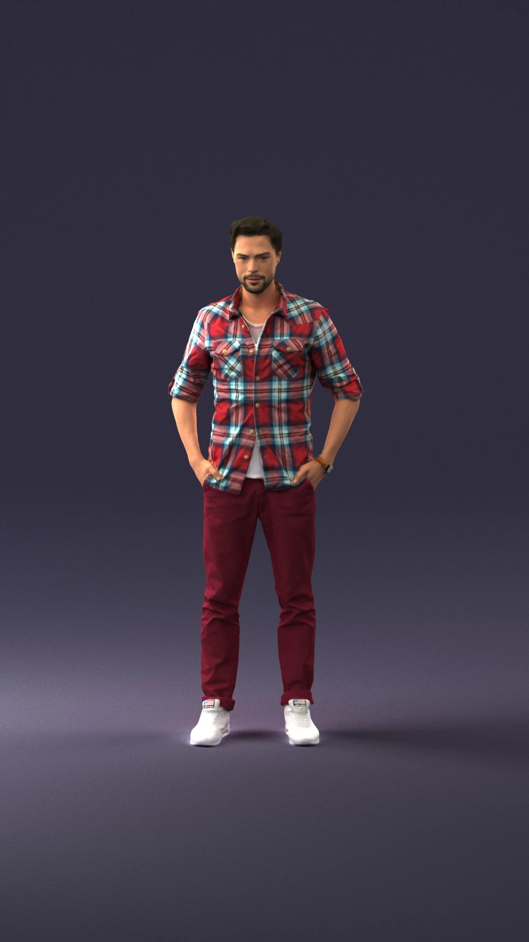 man in plaid shirt 0342 3D Model .c4d .max .obj .3ds .fbx .stl .blend 