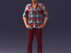 man in plaid shirt 0342 3D Model