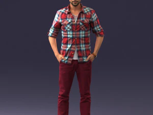 man in plaid shirt 0342 3D Model