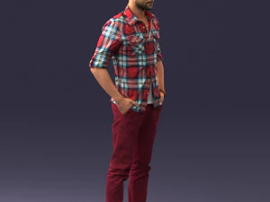 man in plaid shirt 0342 3D Model