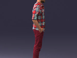 man in plaid shirt 0342 3D Model