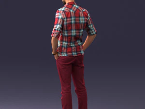 man in plaid shirt 0342 3D Model