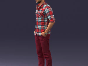 man in plaid shirt 0342 3D Model
