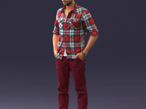 man in plaid shirt 0342 3D Model