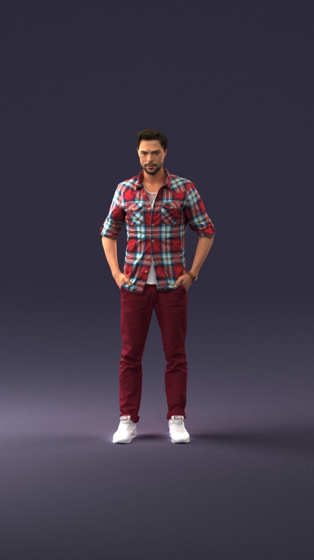 man in plaid shirt 0342 3d print ready 3D-printmodel .c4d .max .obj .3ds .fbx .stl .blend 