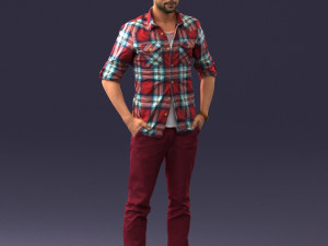 man in plaid shirt 0342 3d print ready 3D-printmodel