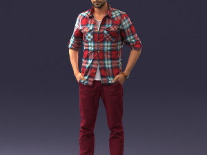 man in plaid shirt 0342 3d print ready 3D-printmodel