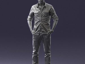 man in plaid shirt 0342 3d print ready 3D-printmodel